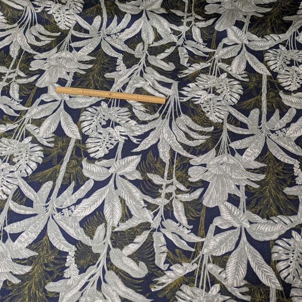 綿麻混織生地メロンクロス（5025-310）ボタニカルプリント　生地巾110cm   数量1（50cm）390円　　 MADEinJAPAN |  | 09