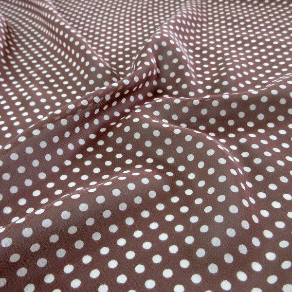 ポリエステルジョーゼット生地（YEX383）グレージュ系/ドット柄（4mm