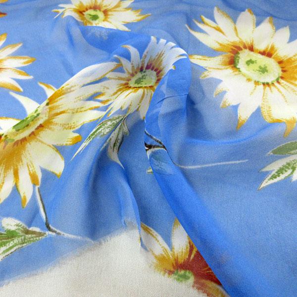 シルク100% シホンジョーゼット（YEX630）花柄プリント 生地巾55cm