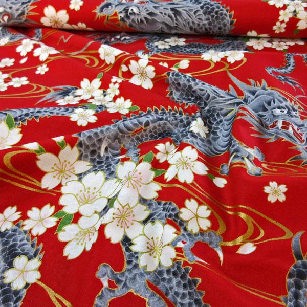 ＜QUILT GATE＞【百花繚乱】辰〜龍水紋（HR3440-11）コットンシーチングプリント生地（ゴールド入） 生地巾110cm  50cm（数量1）530円　国産｜sarasa-nuno｜16