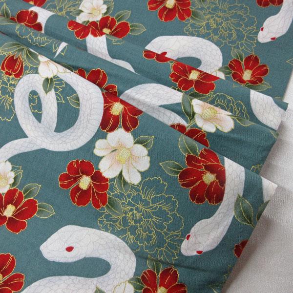 QUILT GATE>【百花繚乱】白蛇(HR3500-11)綿シーチング QUILT GATE>【百花繚乱】白蛇(HR3500-11)綿シーチング