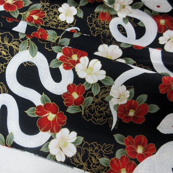 QUILT GATE>【百花繚乱】白蛇(HR3500-11)綿シーチング QUILT GATE>【百花繚乱】白蛇(HR3500-11)綿シーチング