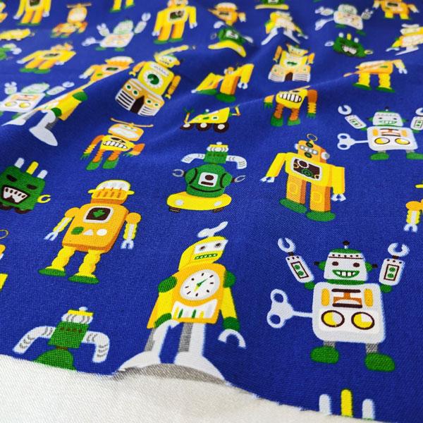 【特価商品】綿オックスフォード生地（850578-1）キッズpt （レトロロボット） 112cm巾　数量1（50cm）295円   MADE in JAPAN |  | 12