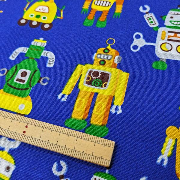 【特価商品】綿オックスフォード生地（850578-1）キッズpt （レトロロボット） 112cm巾　数量1（50cm）295円   MADE in JAPAN |  | 13