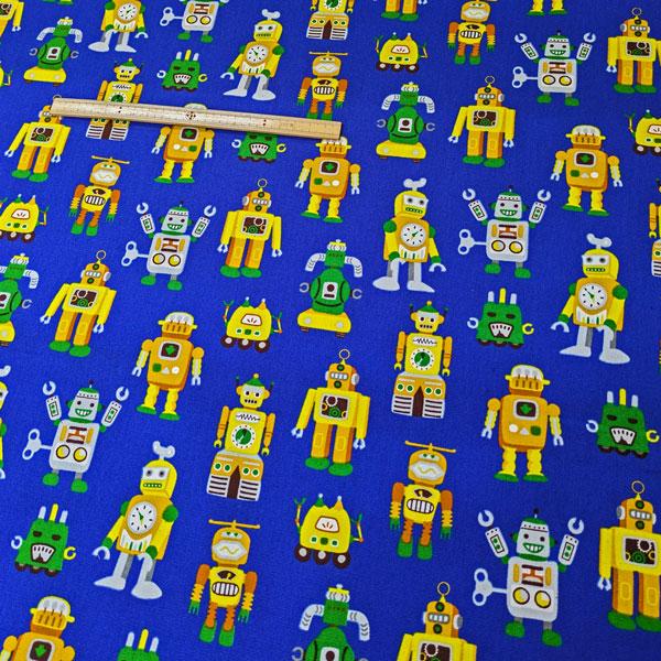 【特価商品】綿オックスフォード生地（850578-1）キッズpt （レトロロボット） 112cm巾　数量1（50cm）295円   MADE in JAPAN |  | 14