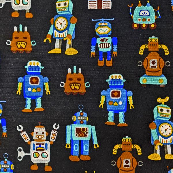 【特価商品】綿オックスフォード生地（850578-1）キッズpt （レトロロボット） 112cm巾　数量1（50cm）295円   MADE in JAPAN |  | 03