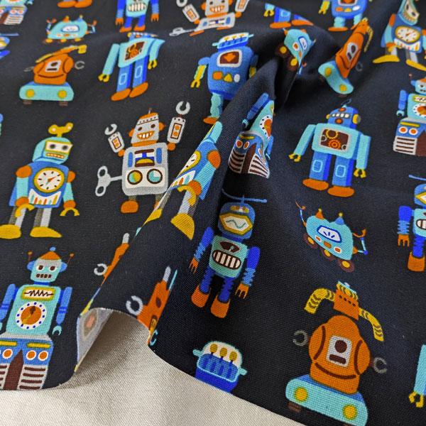 【特価商品】綿オックスフォード生地（850578-1）キッズpt （レトロロボット） 112cm巾　数量1（50cm）295円   MADE in JAPAN |  | 15
