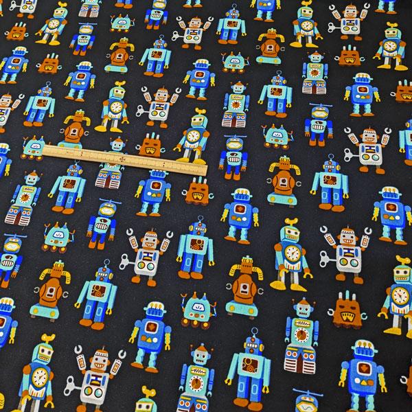 【特価商品】綿オックスフォード生地（850578-1）キッズpt （レトロロボット） 112cm巾　数量1（50cm）295円   MADE in JAPAN |  | 18