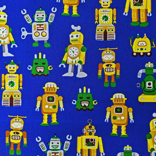 【特価商品】綿オックスフォード生地（850578-1）キッズpt （レトロロボット） 112cm巾　数量1（50cm）295円   MADE in JAPAN |  | 02