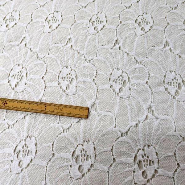【高級レース・大特価品】綿ナイロン混レース生地（YK1082）花柄大　生地巾125cm  数量1(50cm）385円　MADE in JAPAN |  | 01