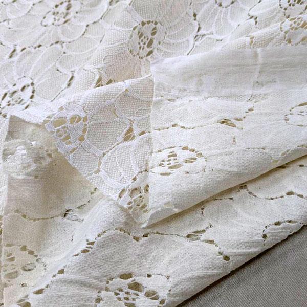 【高級レース・大特価品】綿ナイロン混レース生地（YK1082）花柄大　生地巾125cm  数量1(50cm）385円　MADE in JAPAN |  | 06
