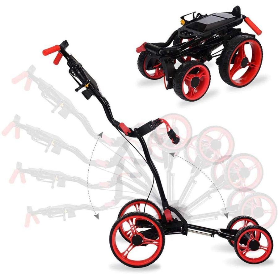 折りたたみ式電動ゴルフカート、ハンドブレーキ付きゴルフプルカート、ゴルフプッシュカート4輪折りたたみ式、あらゆるゴルフバッグに最適、ゴルフ