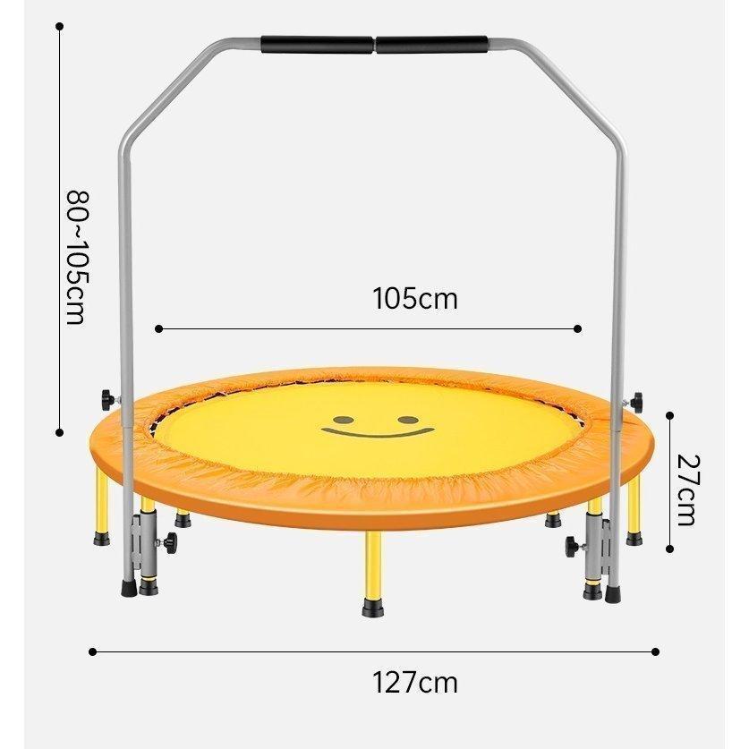 トランポリン 手すり付 子供から大人まで 可愛い笑顔 50インチ 耐荷重300kg 家庭用 プレゼント エクササイズ 折りたたみ式 室内用 運動 手すり 取っ手 xjump02｜sarasastore8｜04