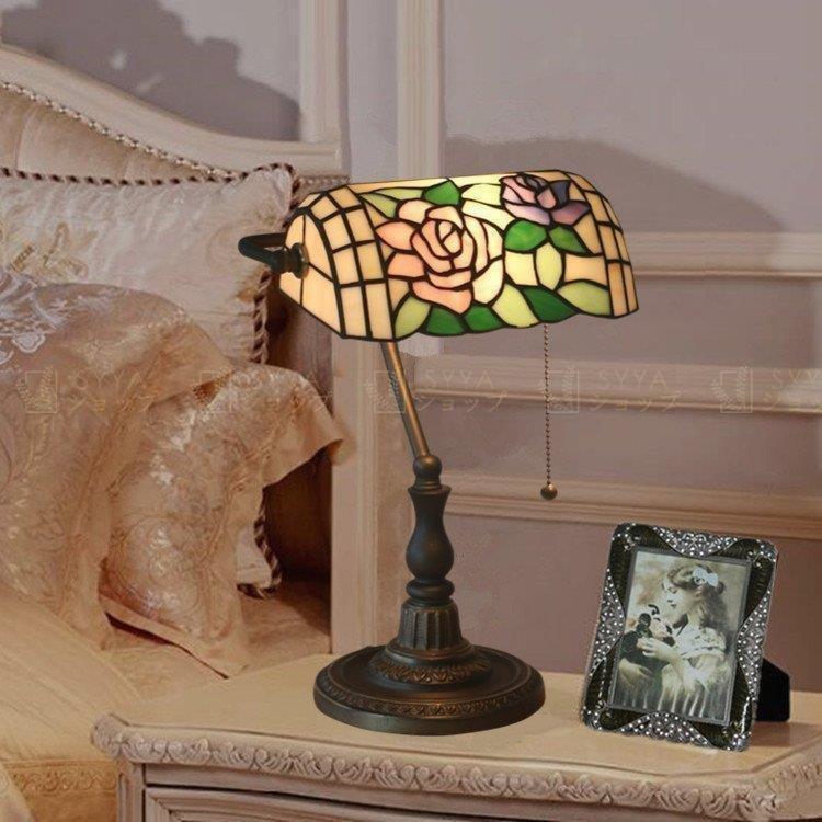 卓上ライト テーブルランプ 北欧 豪華 LED 花柄 ガラス工芸 ステンド