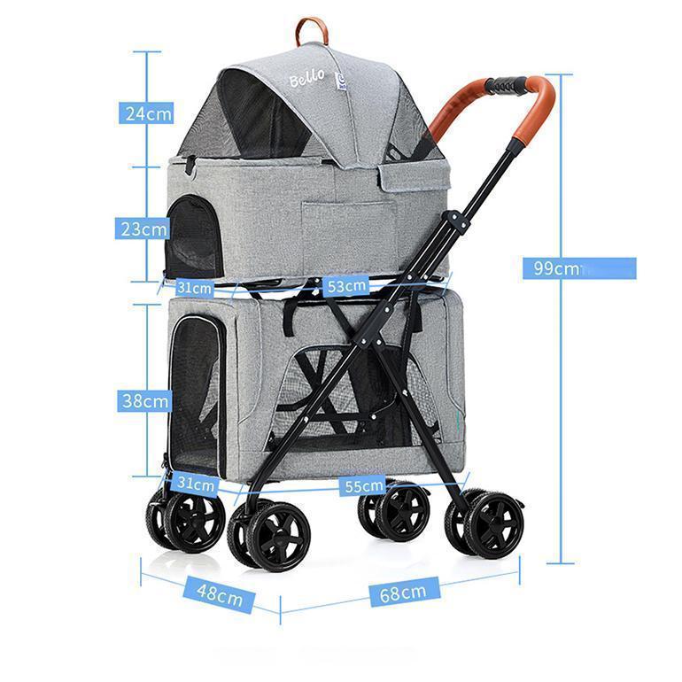 ペットカート　キャリーカート 折りたたみ 取り外し可能　二層設計 ペットバギー 犬 猫 2WAYS使用 多頭 組立簡単 通気性抜群 ペットカート　キャリーカート 折りたたみ 取り外し可能　二層設計 ペットバギー 犬 猫 2WAYS使用 多頭 組立簡単 通気性抜群