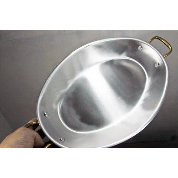 アルミ楕円両手鍋32cm アクアパッツァ鍋 パエリア鍋 オーバルパン 蓋