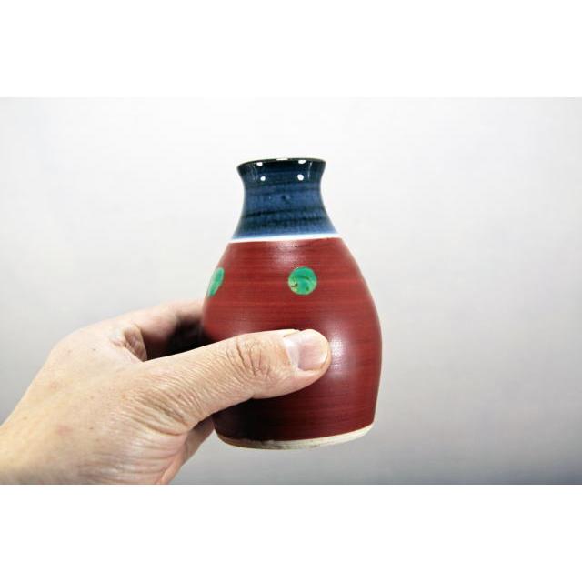 露古寿窯 赤絵点文徳利 240cc 2合徳利 青い ろこじゅがま 京都 民