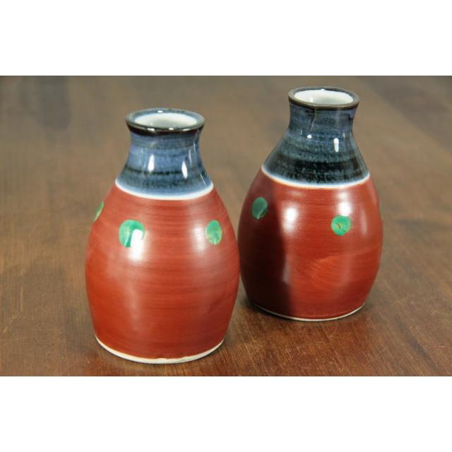 露古寿窯 赤絵点文徳利 240cc 2合徳利 青い ろこじゅがま 京都 民