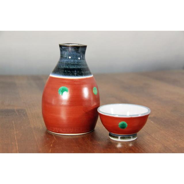 露古寿窯 赤絵点文徳利 240cc 2合徳利 青い ろこじゅがま 京都 民