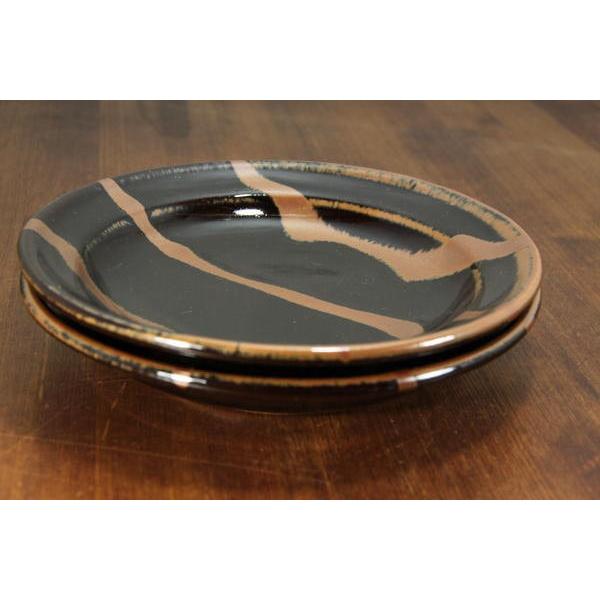 益子焼 黒釉柿流スープ皿 24cm メイン皿 中皿 丈夫 厚みがある ましこ