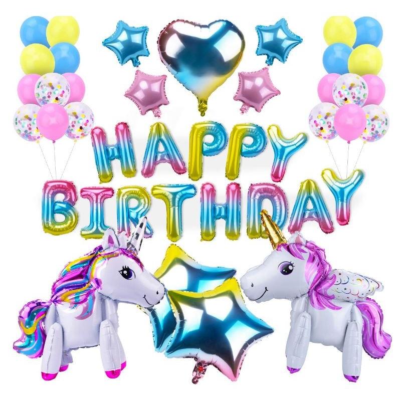 豪華ユニコーンバルーンセット 女の子 可愛いピンク お誕生日飾り 風船 お値打ち価格で