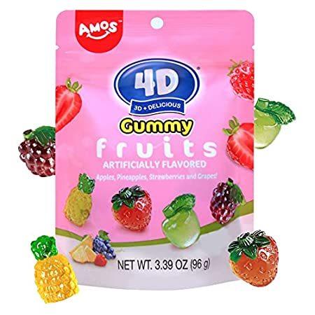 国産品 定休日以外毎日出荷中 地球グミetc.海外グミAMOS 4D Gummy Candy 3D Fruit Shaped With Fruity Juice Assorted Strawberry P＿並行輸入品 reelbox235.com reelbox235.com