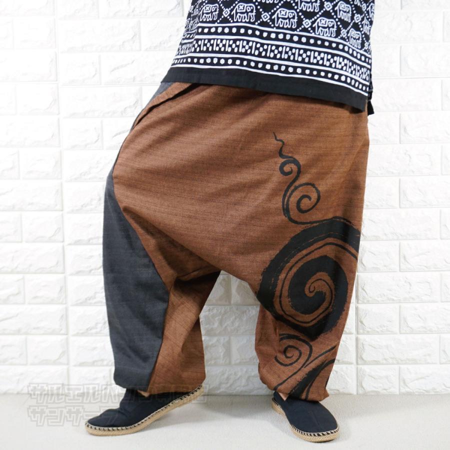 渦巻き模様 バイカラー ツートン 変形 サルエルパンツ 大きめサイズ メンズ レディース エスニック ファッション コーデ ゆったり ダンス ヨガ Saruerupantu81 サルエルパンツ専門店 サンサーラ 通販 Yahoo ショッピング