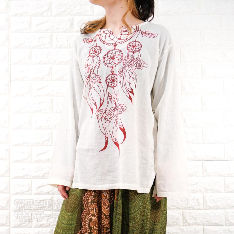 エスニック Tシャツ 長袖 クルタシャツ トップス メンズ レディース