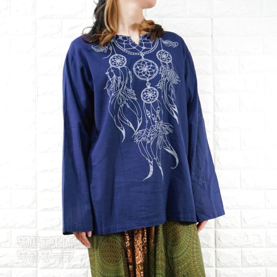 エスニック Tシャツ 長袖 クルタシャツ トップス メンズ レディース