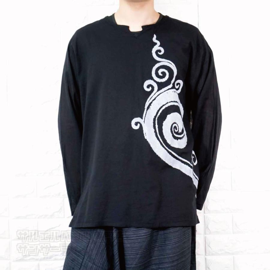 エスニック Tシャツ 長袖 クルタシャツ トップス メンズ レディース