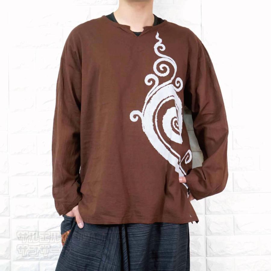 エスニック Tシャツ 長袖 クルタシャツ トップス メンズ レディース