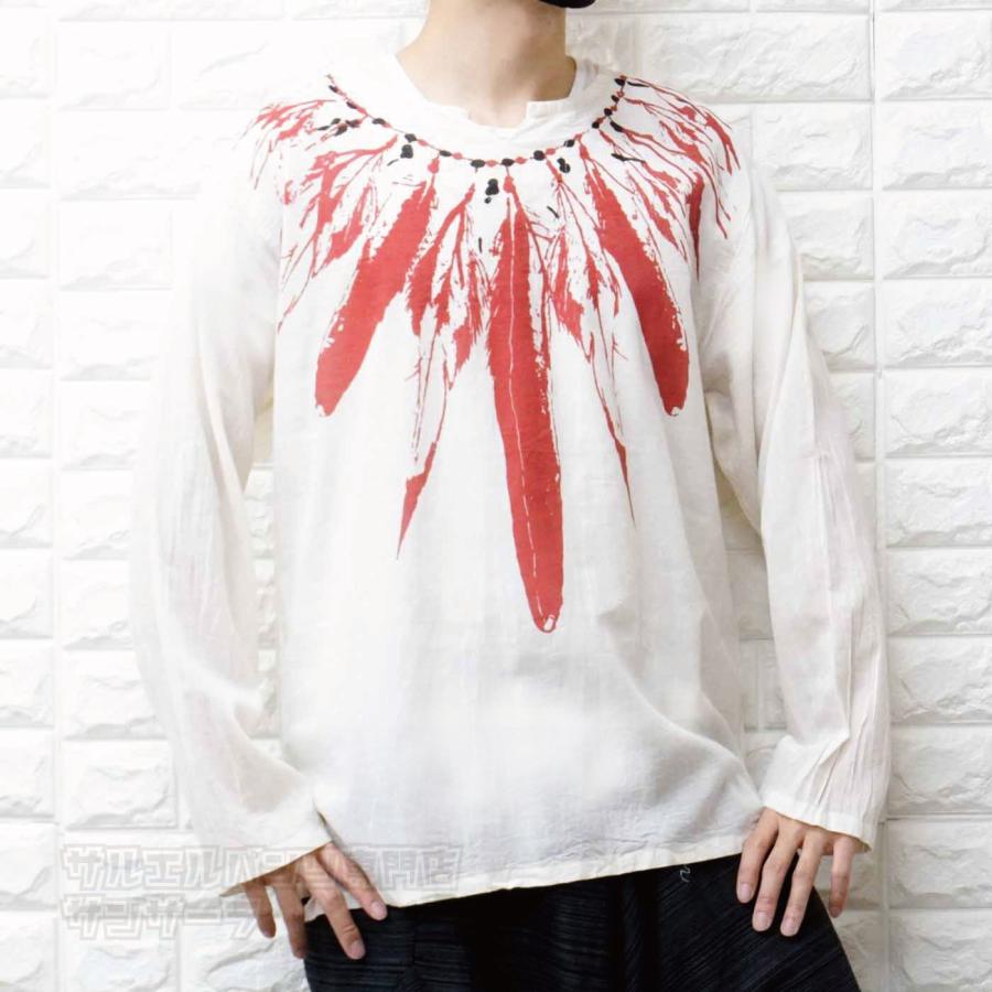 エスニック 刺繍入りクルタセット 長袖 エスニック Tシャツ 長袖 クルタシャツ トップス メンズ レディース