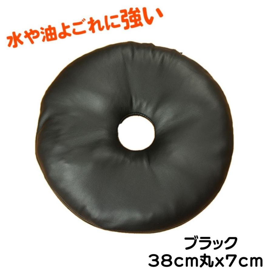 国産ドーナツ型円座クッション コラム ブラック色 38cm丸x7cm ソフト