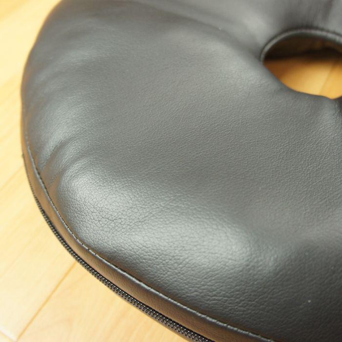 国産ドーナツ型円座クッション コラム ブラック色 38cm丸x7cm ソフト