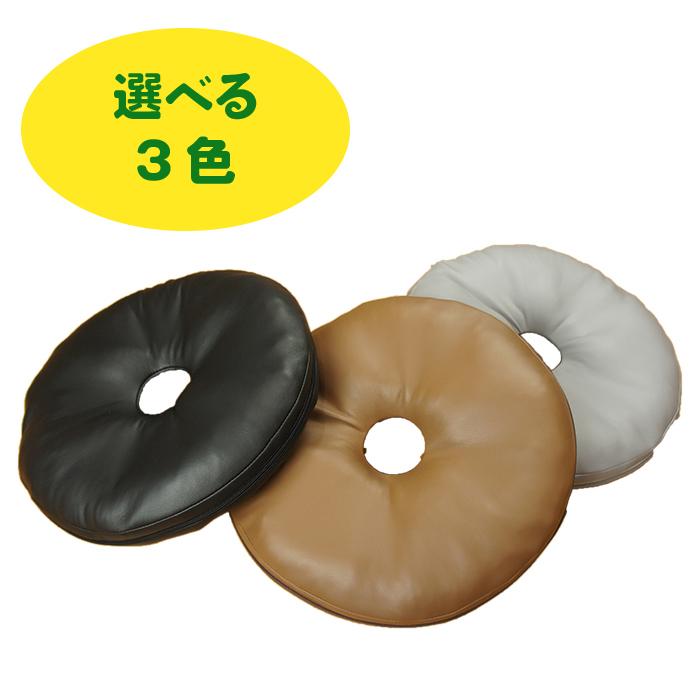 国産ドーナツ型円座クッション コラム ブラック色 38cm丸x7cm ソフト
