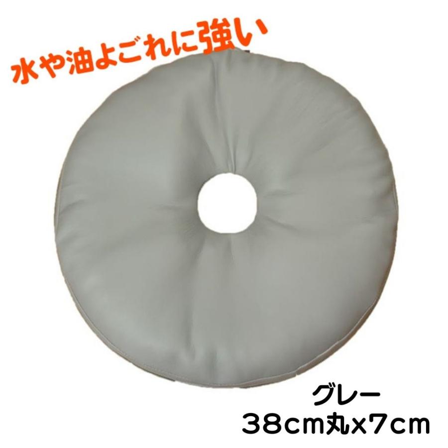 国産ドーナツ型円座クッション コラム グレー色 38cm丸x7cm ソフト