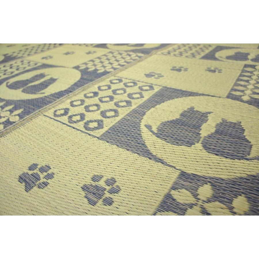 最終価格 10%引 い草ラグ ソラネコ 2畳 180x180cm 日本 省エネ い草ラグ かわいいねこ柄 キャット 180x180cm 2畳用 不織布貼