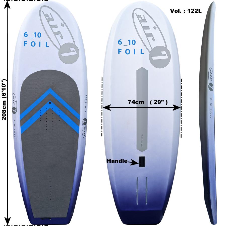 6'10 ウィングフォイルボード SUPフォイルボード インフレータブル for Wing Foil サップフォイル フォイルサーフィン 208cm 120L｜sarutek｜02