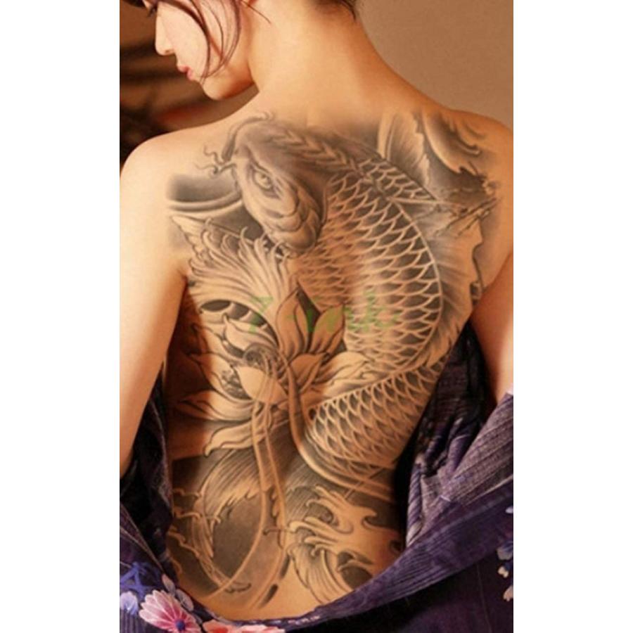 グリポッチ タトゥーシール シールタトゥー メンズタトゥー ボディーシール 背中一面 入れ墨シール 特大 48cm 34cm 昇り鯉 サルトル 通販 Yahoo ショッピング