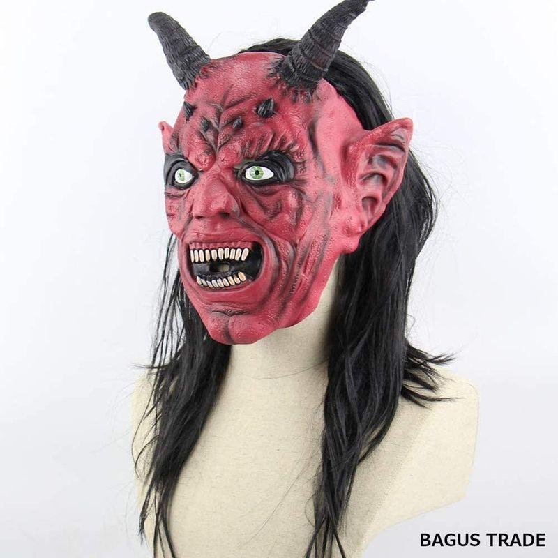 18 Off Bagus Trade 赤鬼 リアルな被り物 仮面 お面 ホラー 節分 仮装 コスプレ イベント 長髪ウィッグ付き フリーサイズ Www Arkhitek Co Jp