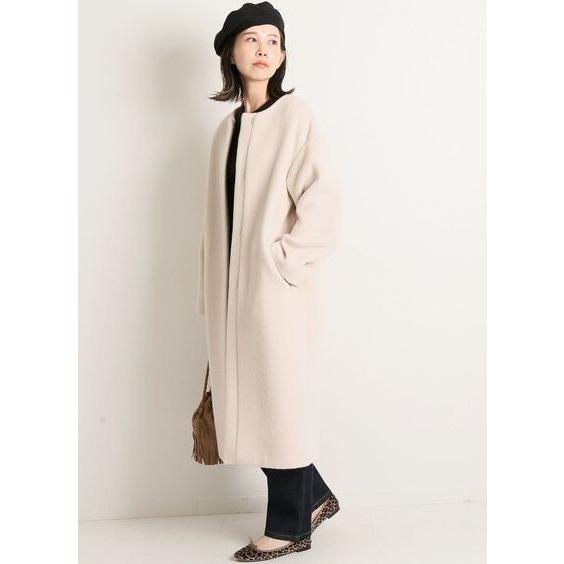 IENA ラムウールノーカラーロングコート 新品 イエナ : サリュカ IENA ラムウールノーカラーロングコート 新品 イエナ : サリュカ