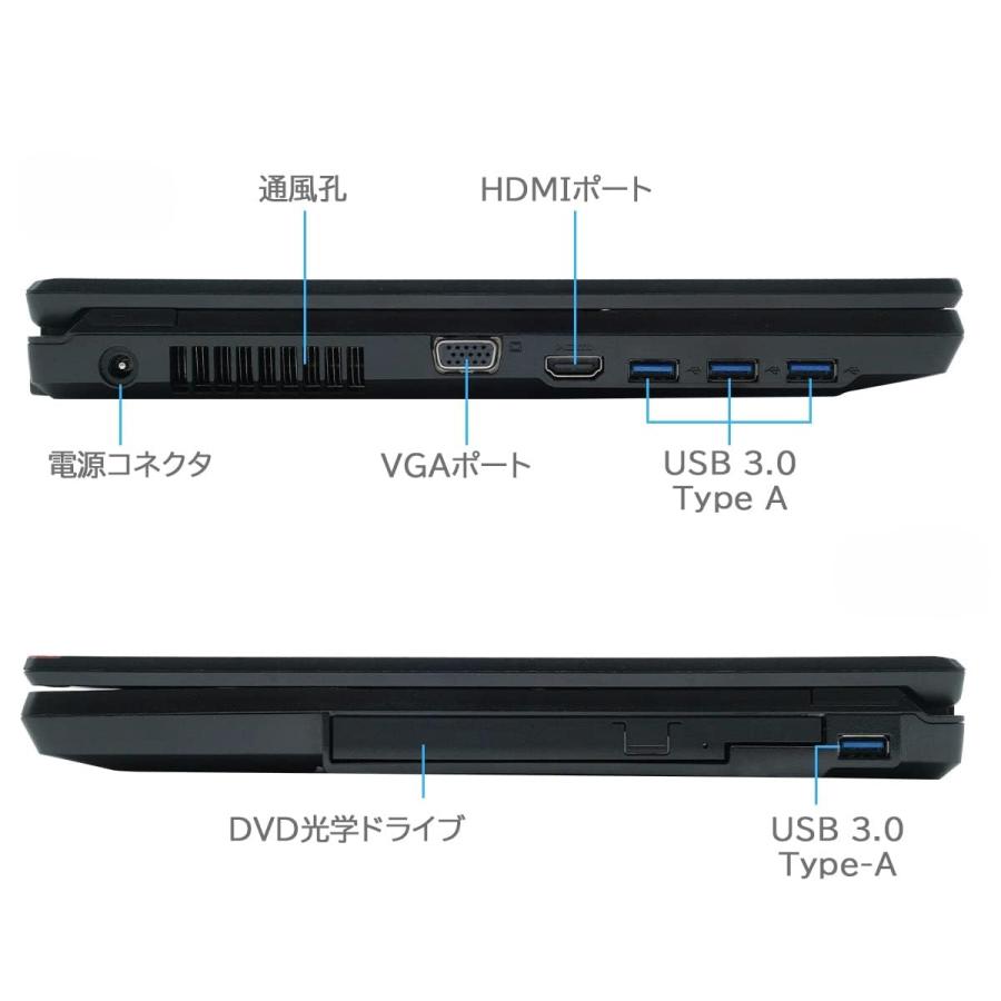 大画面 15型 カメラ/DVDマルチ/テンキー搭載 中古パソコン 富士通 LIFEBOOK A5510 第10世代Corei5 メモリ8GB SSD256GB Windows11 MSOffice2021 WiFI BTの画像