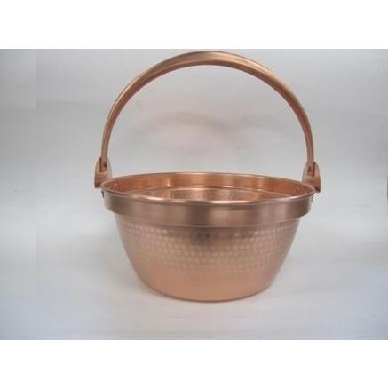 銅製　つる付　鎚目打　山菜鍋（径360mmｘ高さ150mm)｜sasagesj2358