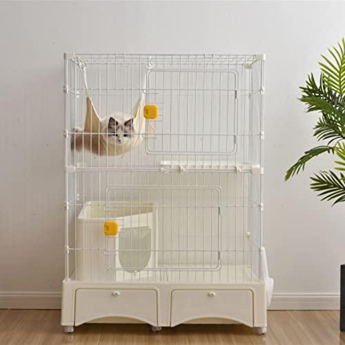 BTM 猫ケージ キャットケージ 2段 トイレ付キ ハンモック付キ おしゃれ