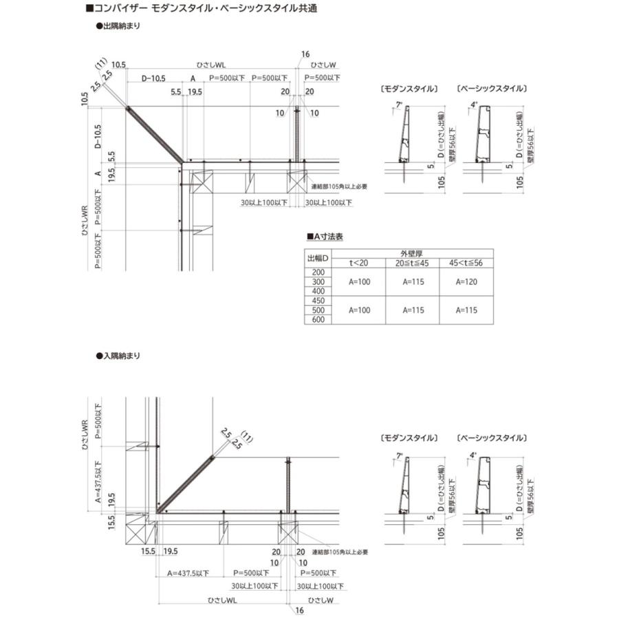 YKK AP YKK YKKAP コンバイザー モダンスタイル 074040 ひさし 先付 後