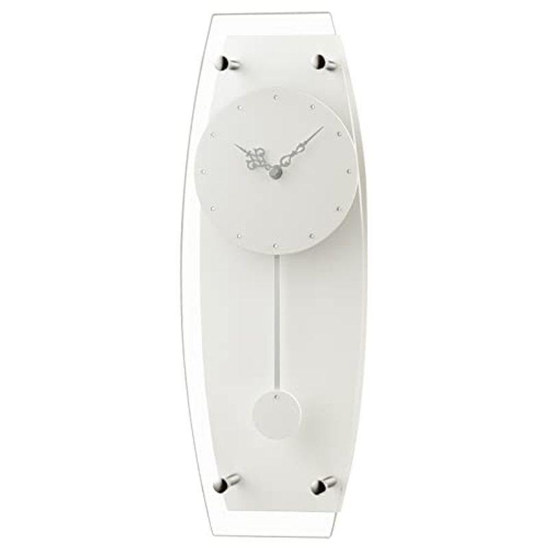 気質アップ MAG(マグ) 掛け時計 振り子 アナログ 秒針なし 木製 ホワイト 掛け時計、壁掛け時計