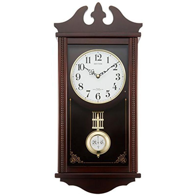 リズム(RHYTHM) 柱 掛け時計 電波 アナログ ペデルセンR 振り子 時報 木 茶 RHYTHM 4MNA03RH06