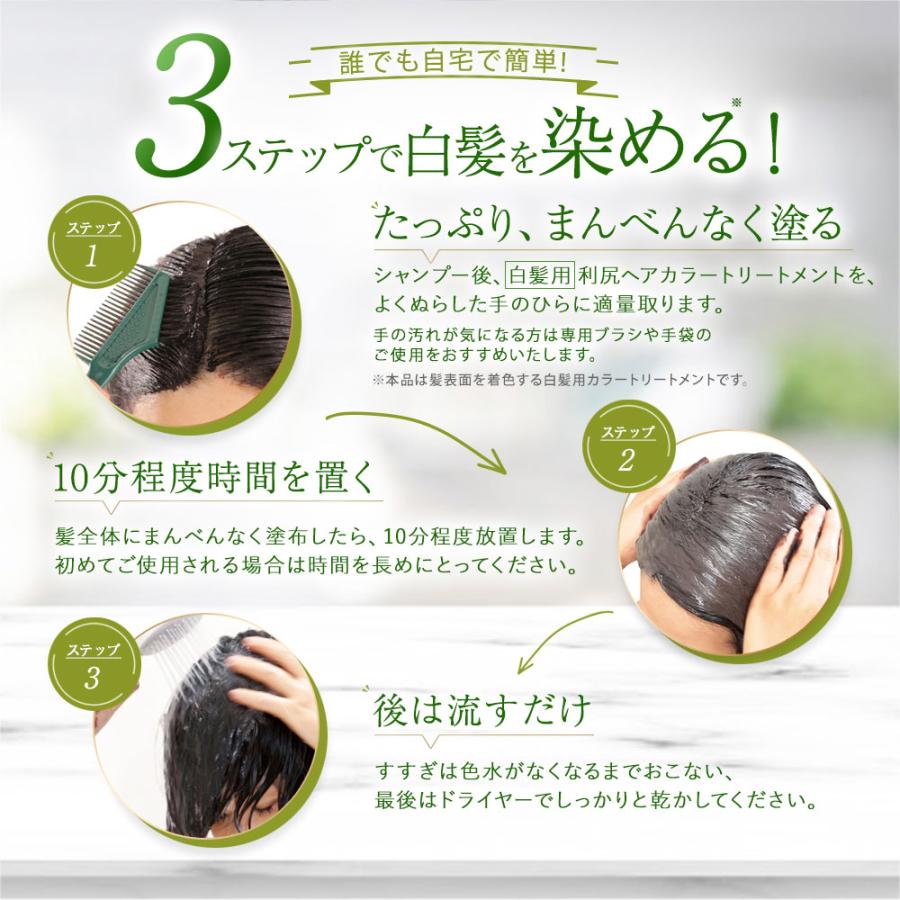 無添加 白髪用 利尻ヘアカラートリートメント 2本セット 毛染めブラシ