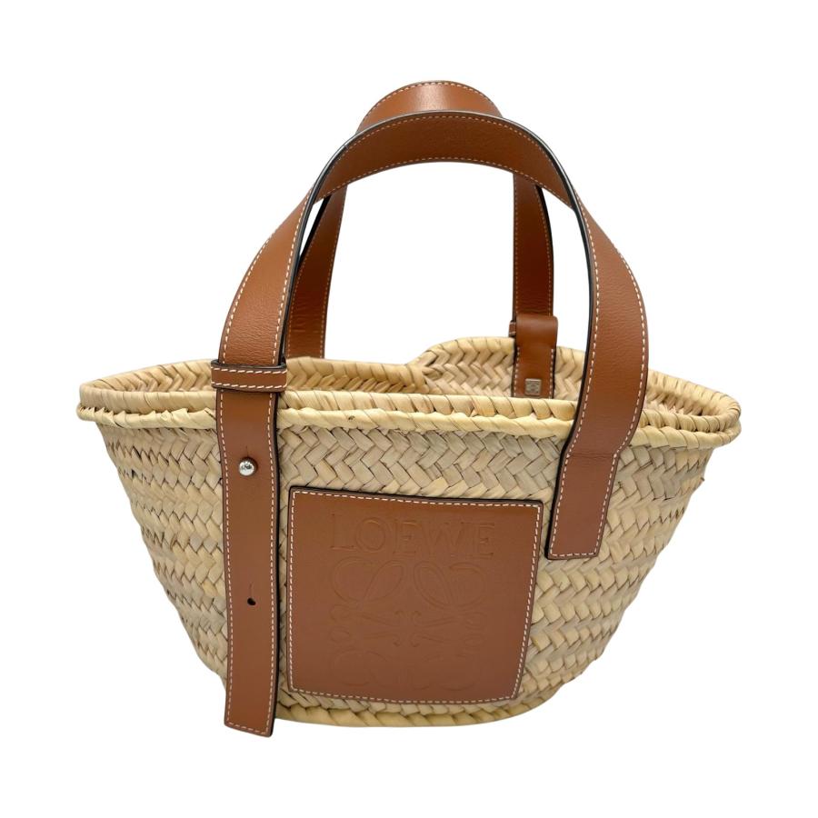 未使用品【LOEWE】カゴバッグ/スモール/ラフィア/バスケット ロエベ バスケットスモール ラフィア×レザー カゴバッグ