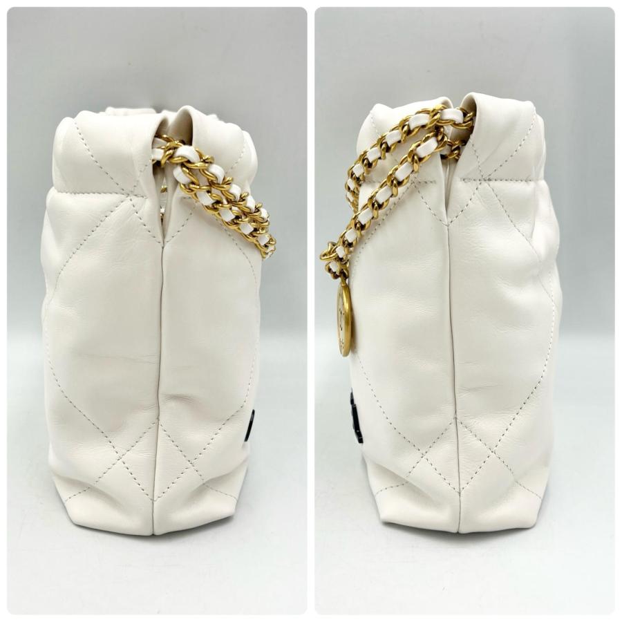 シャネル CHANEL ショルダーバッグ シャネル22 ミニ ハンドバッグ レザー ホワイト レディースの画像